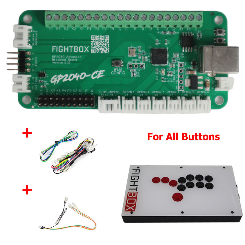 FightBox-PICO-PLUS RP2040 Advanced Breakout Board Zero Delay Arcade Joystick USB Encoder Kit