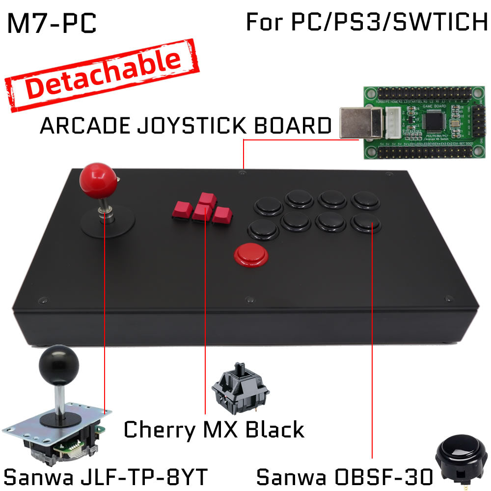 FightBox M7 Keyboard Button Leverless Arcade Game Controller for PC/PS/XBOX/SWITCH