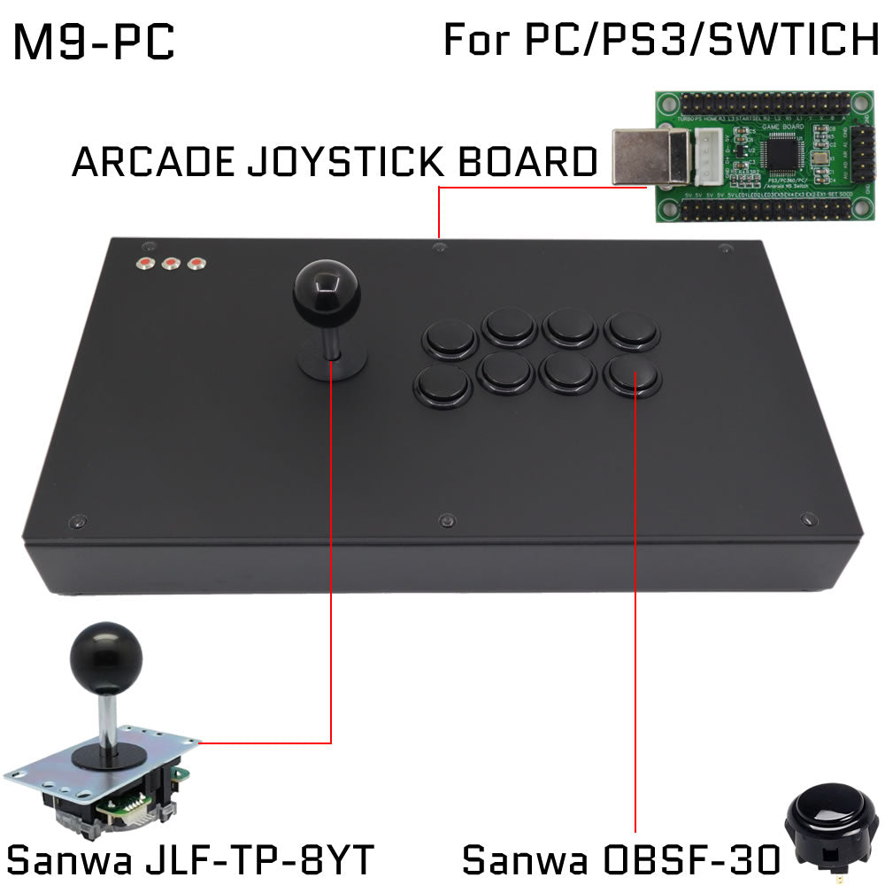FightBox M9 Arcade Joystick FightStick Game Controller for PC/PS/XBOX/SWITCH