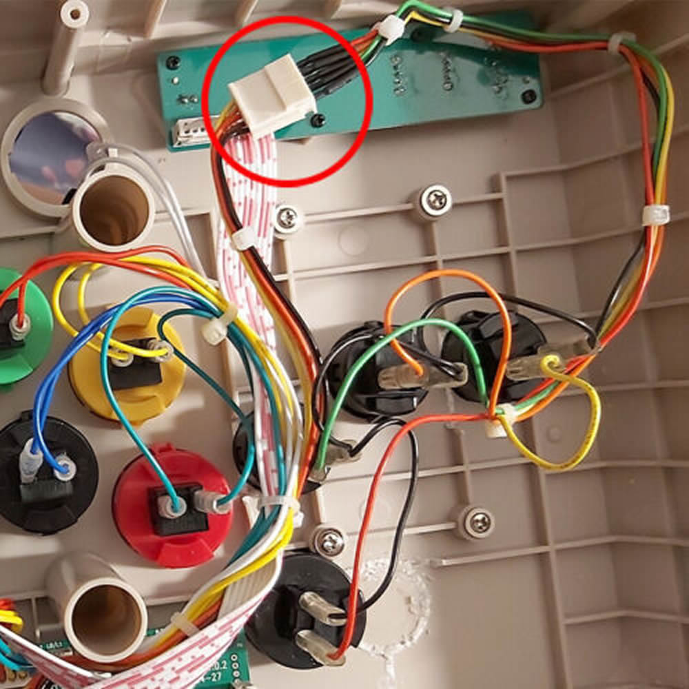 5-Pin to 2.8mm (.110") All Button Leverless Conversion Harness connected to buttons