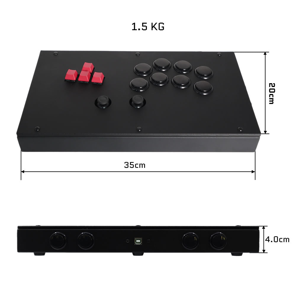 FightBox F6-GEN-5X Leverless Arcade Controller – Keyboard Button Layout, Analog Stick for PC, PS5, Xbox, Switch