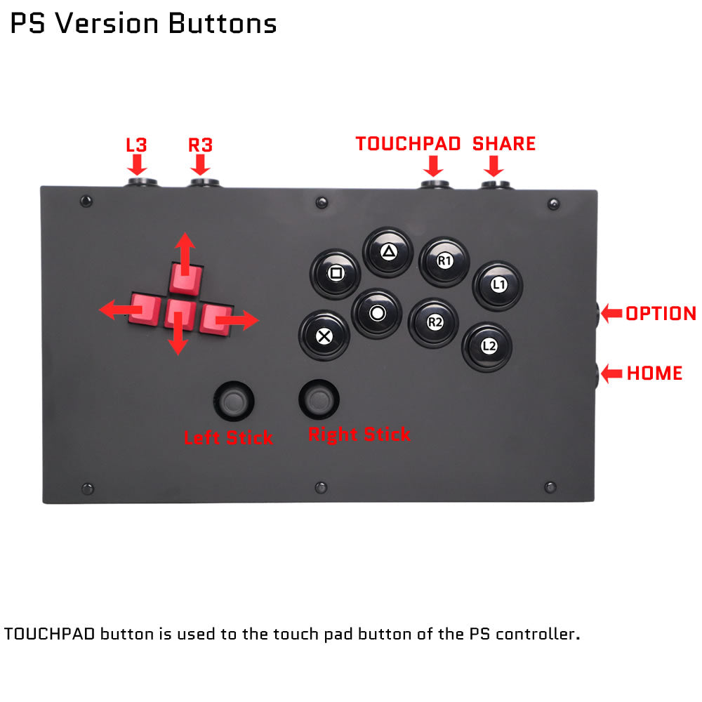 FightBox F6-GEN-5X Leverless Arcade Controller – Keyboard Button Layout, Analog Stick for PC, PS5, Xbox, Switch