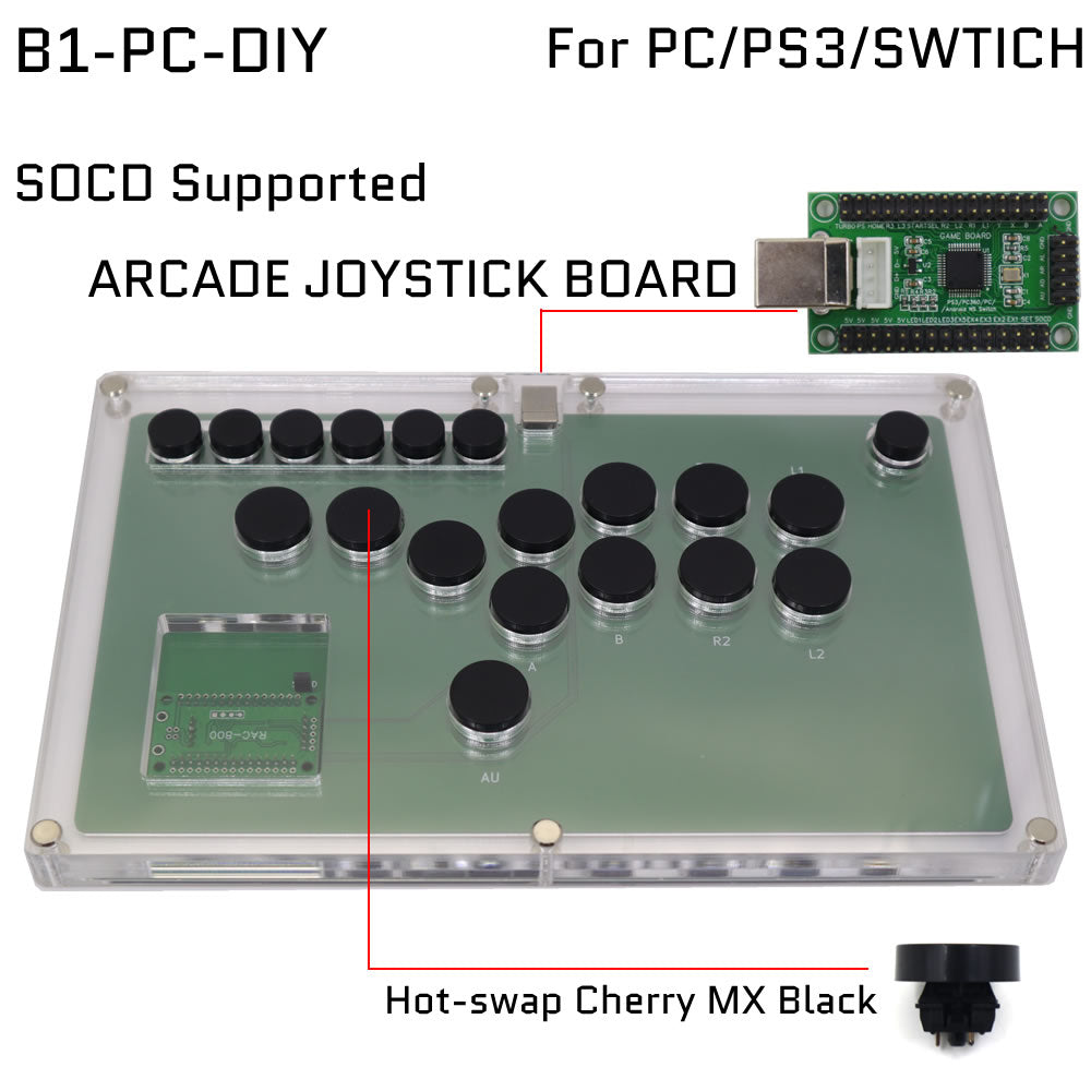 FightBox B1-DIY All Button Leverless Arcade Game Controller for PC/PS/XBOX/SWITCH DIY Version