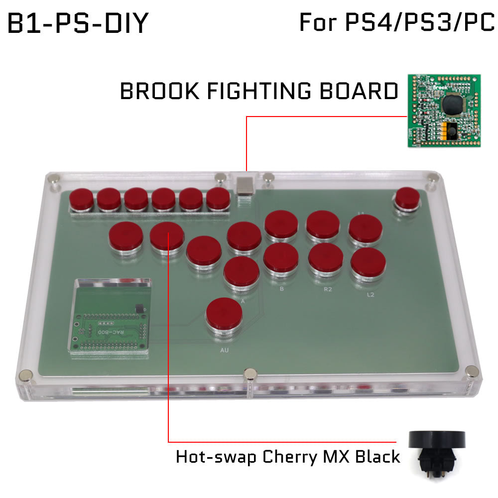 FightBox B1-DIY All Button Leverless Arcade Game Controller for PC/PS/XBOX/SWITCH DIY Version