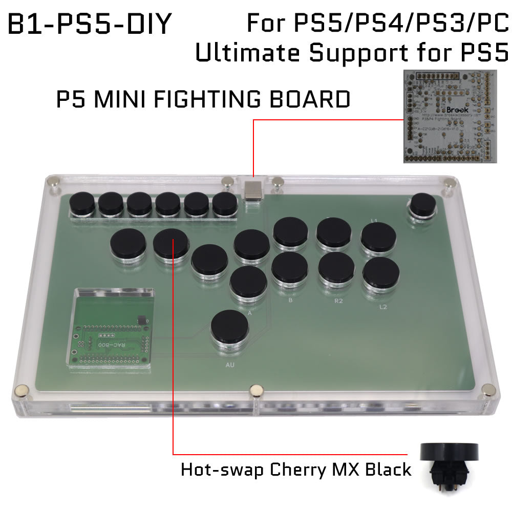 FightBox B1-DIY All Button Leverless Arcade Game Controller for PC/PS/XBOX/SWITCH DIY Version