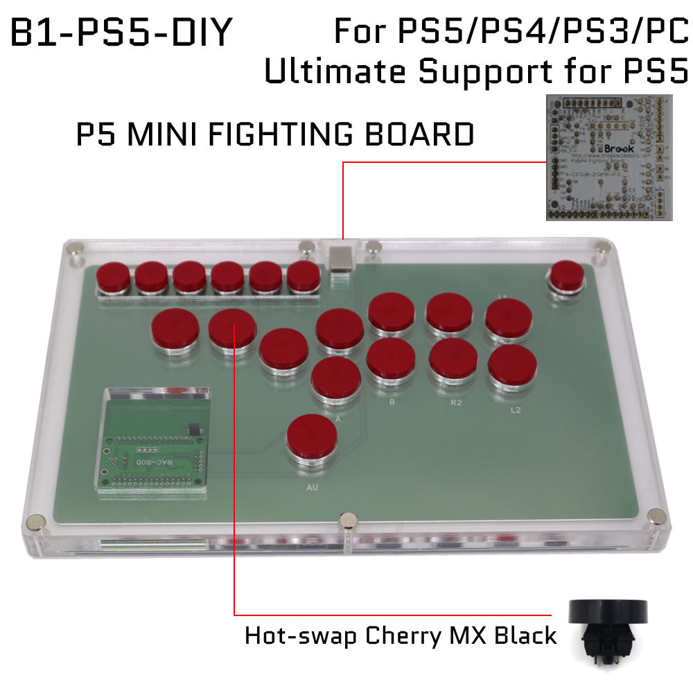 FightBox B1-DIY All Button Leverless Arcade Game Controller for PC/PS/XBOX/SWITCH DIY Version