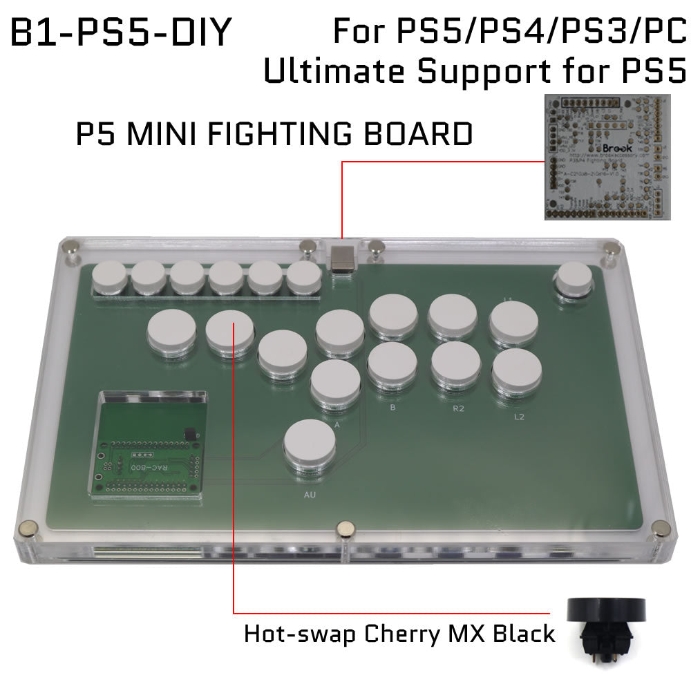 FightBox B1-DIY All Button Leverless Arcade Game Controller for PC/PS/XBOX/SWITCH DIY Version