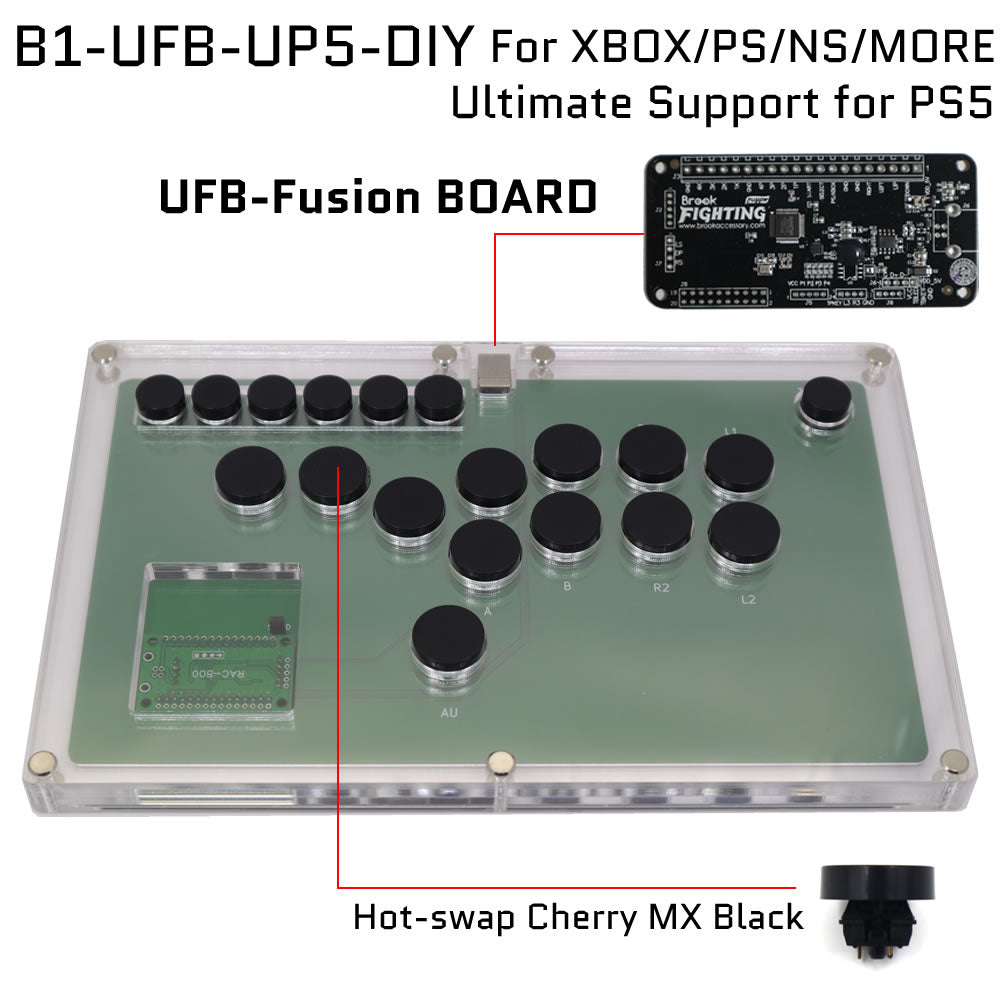 FightBox B1-DIY All Button Leverless Arcade Game Controller for PC/PS/XBOX/SWITCH DIY Version