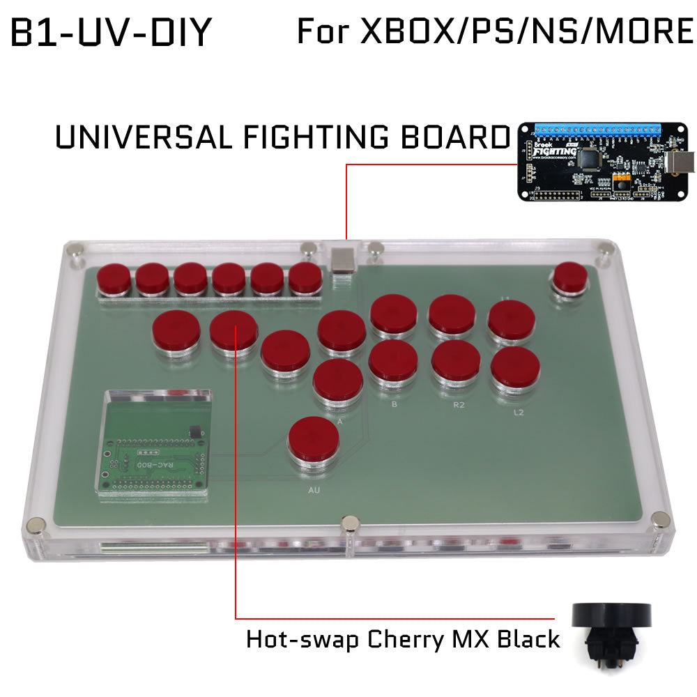 FightBox B1-DIY All Button Leverless Arcade Game Controller for PC/PS/XBOX/SWITCH DIY Version