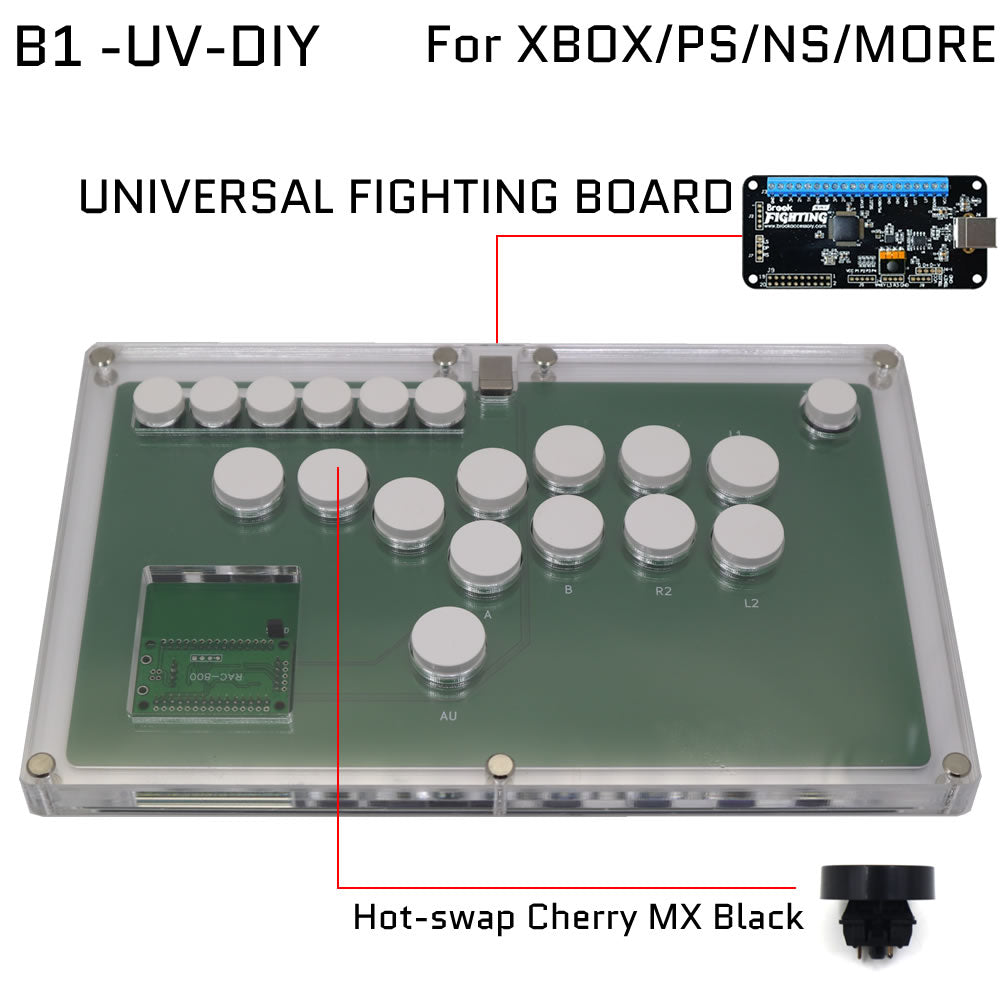 FightBox B1-DIY All Button Leverless Arcade Game Controller for PC/PS/XBOX/SWITCH DIY Version