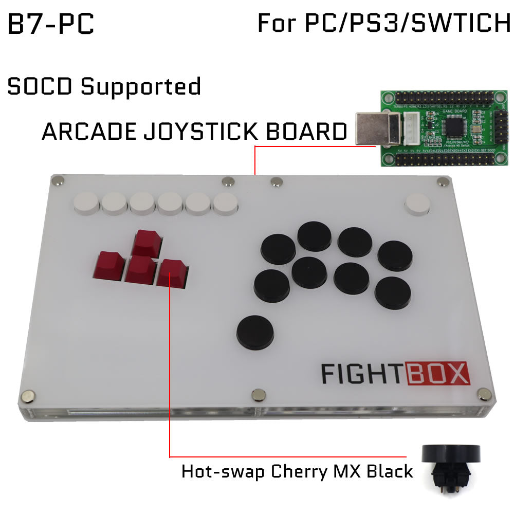 FightBox B7 Keyboard Button Leverless Arcade Game Controller for PC/PS/XBOX/SWITCH