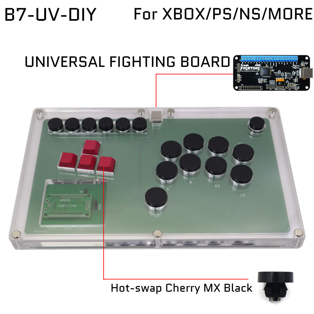 FightBox B7 Keyboard Button Leverless Arcade Game Controller for PC/PS/XBOX/SWITCH