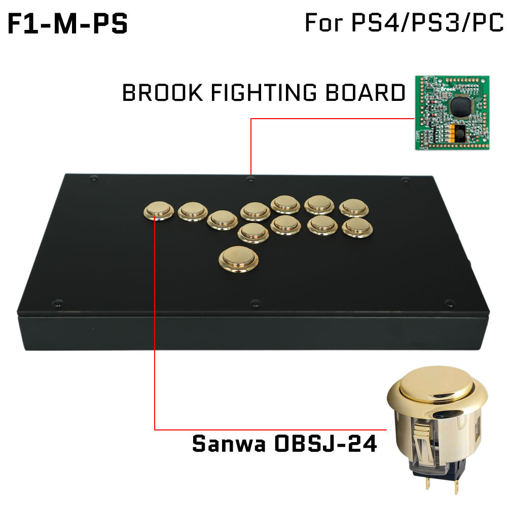 FightBox F1-Metallic All Button Leverless Arcade Game Controller for PC/PS/XBOX/SWITCH
