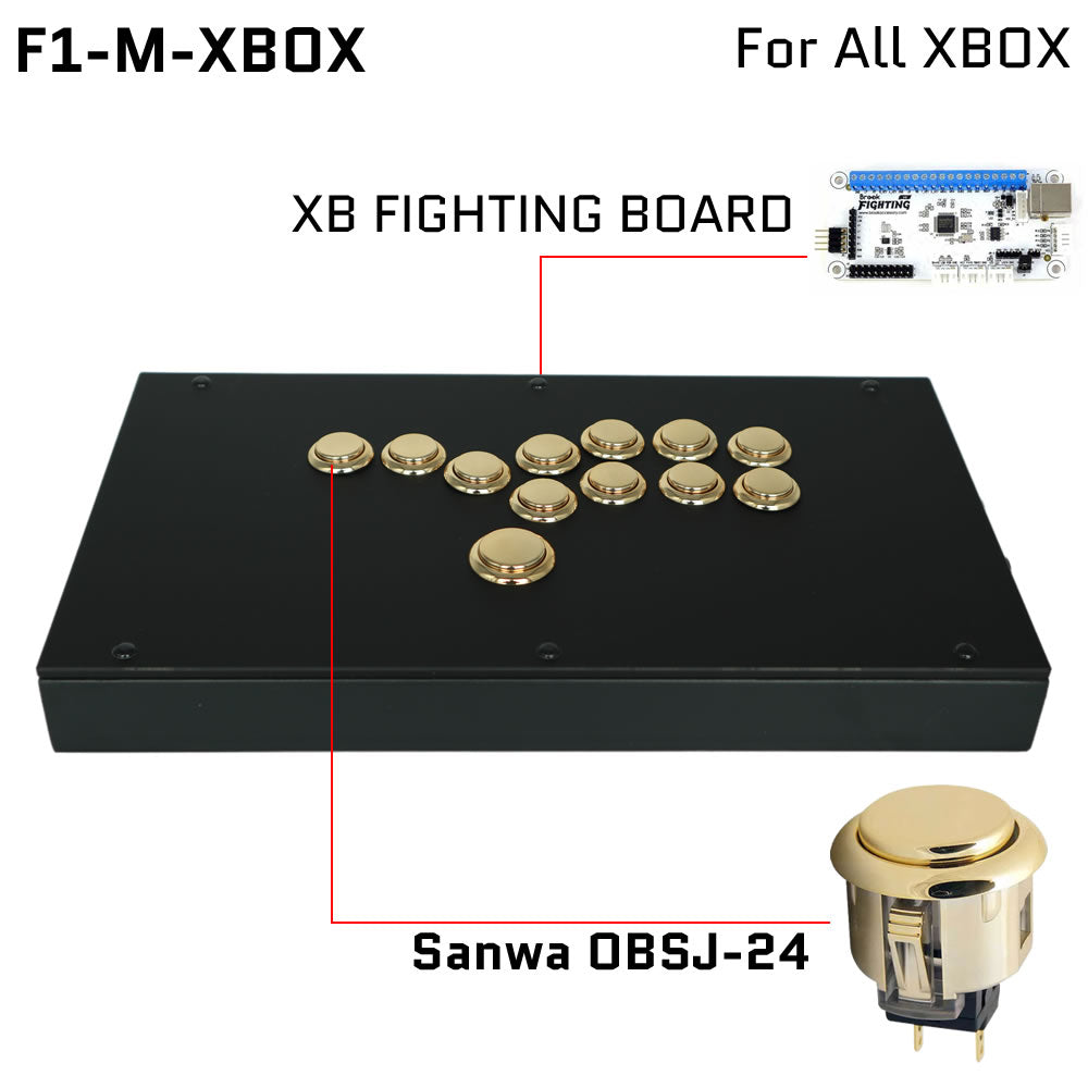 FightBox F1-Metallic All Button Leverless Arcade Game Controller for PC/PS/XBOX/SWITCH