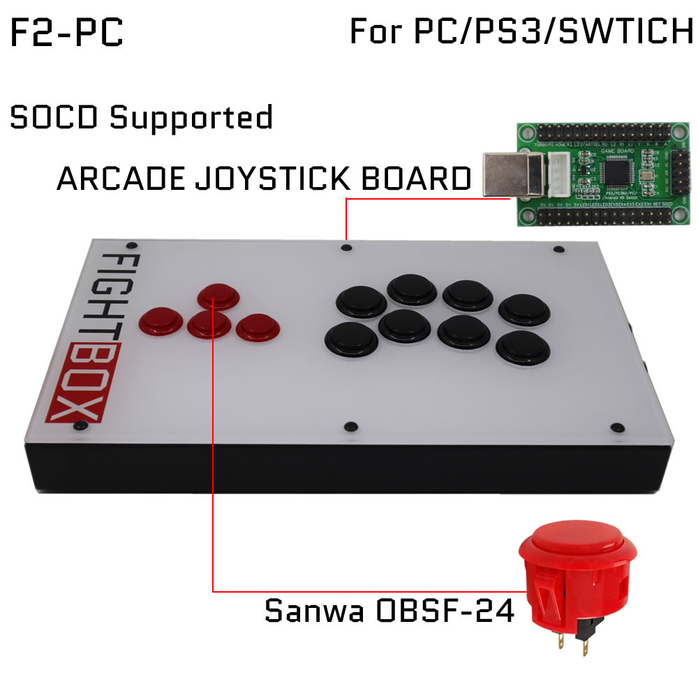 FightBox F2 All Button Leverless Arcade Game Controller for PC/PS/XBOX/SWITCH