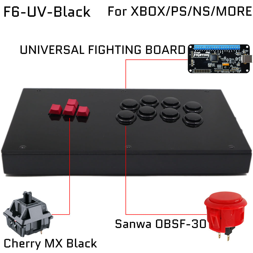 FightBox F6 Keyboard Button Leverless Arcade Game Controller for PC/PS/XBOX/SWITCH
