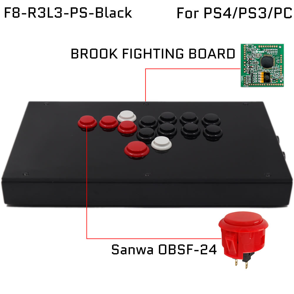 FightBox F8-R3L3 All Button Leverless Arcade Game Controller for PC/PS3/SWITCH