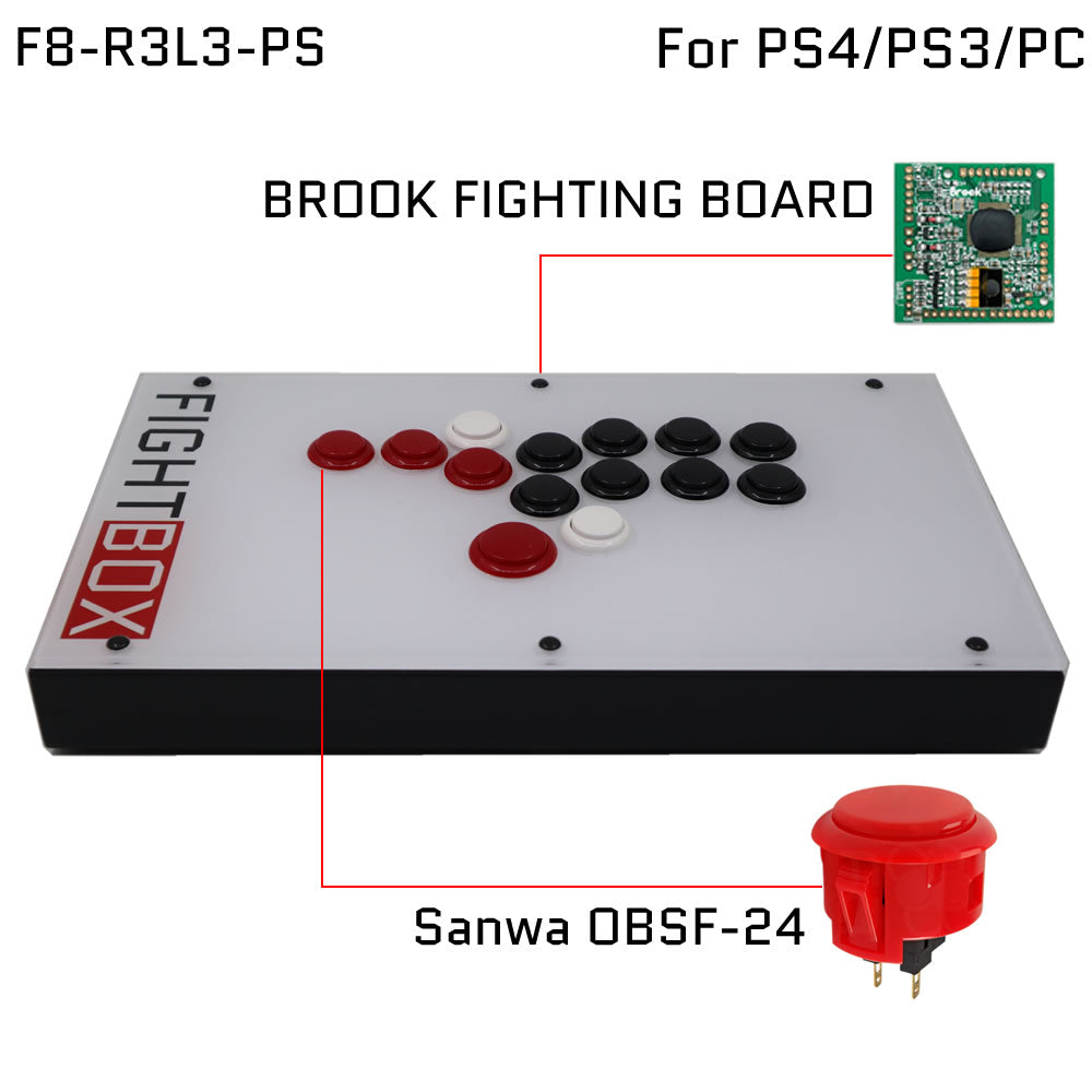 FightBox F8-R3L3 All Button Leverless Arcade Game Controller for PC/PS3/SWITCH