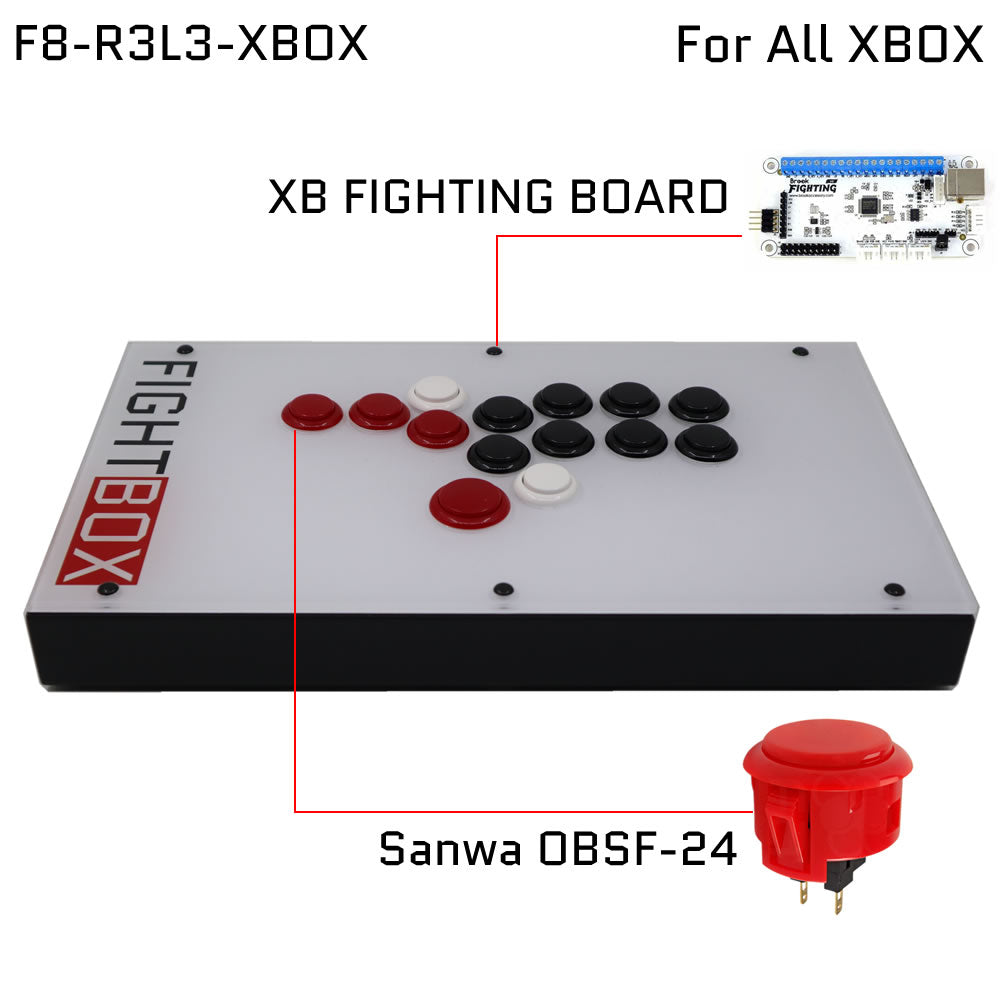 FightBox F8-R3L3 All Button Leverless Arcade Game Controller for PC/PS3/SWITCH