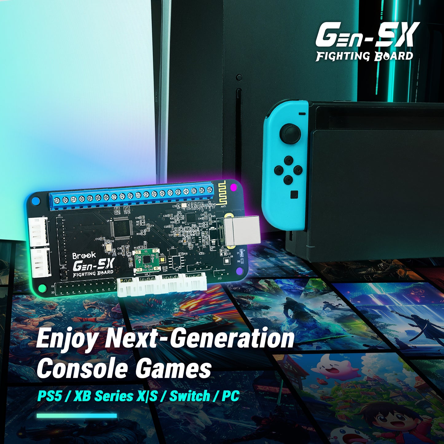 Brook Gaming Gen 5X Fighting Board PS5 Switch Xbox Series X|S PC