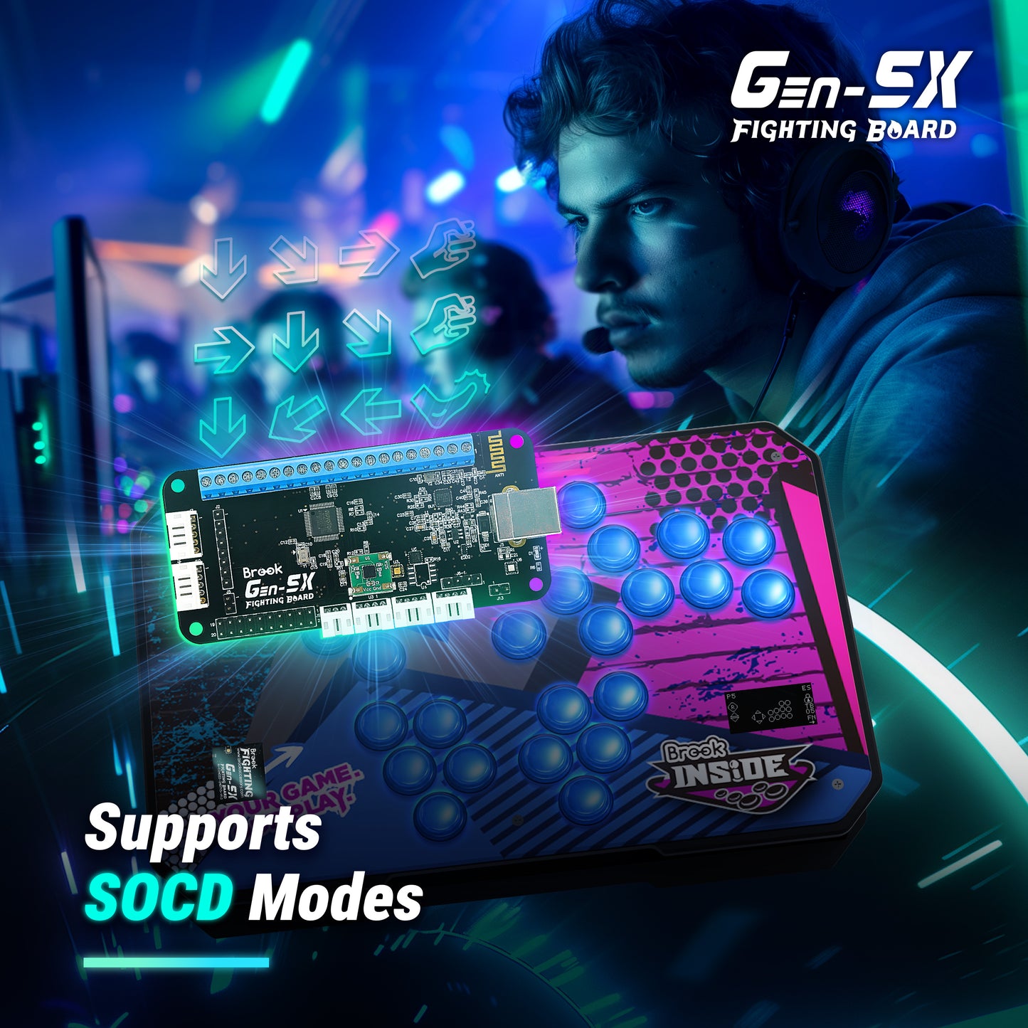 Brook Gaming Gen 5X Fighting Board PS5 Switch Xbox Series X|S PC