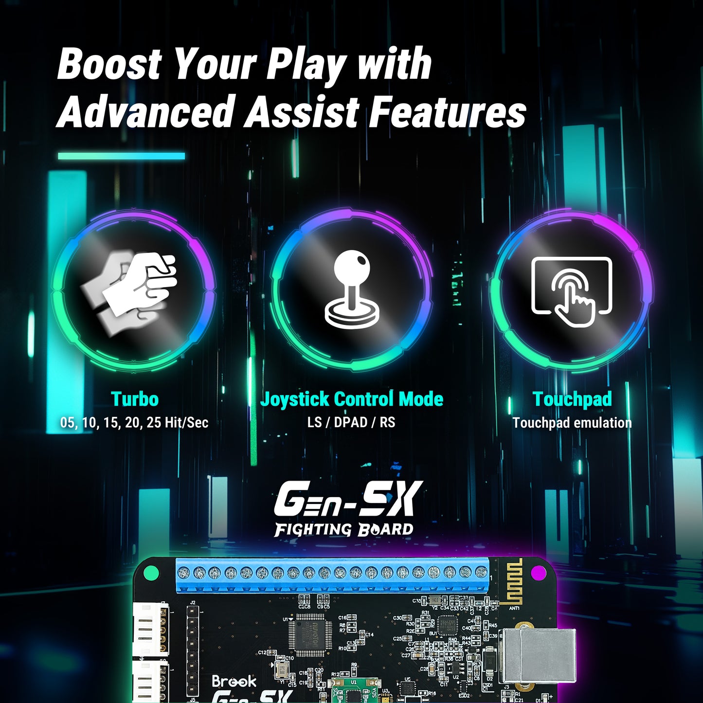 Brook Gaming Gen 5X Fighting Board PS5 Switch Xbox Series X|S PC