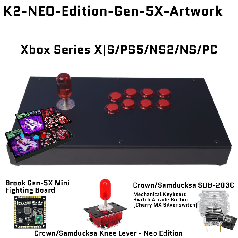 FightBox K2-NEO-Edition Korean Knee Lever Arcade Joystick Game Controller for PC/PS/XBOX/SWITCH