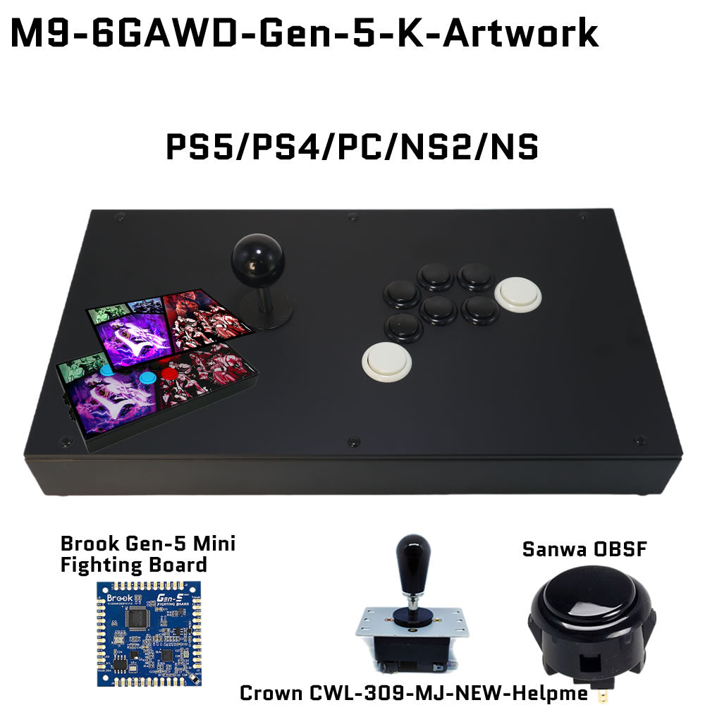 FightBox M9-6GAWD Arcade Joystick FightStick Game Controller for PC/PS/XBOX/SWITCH