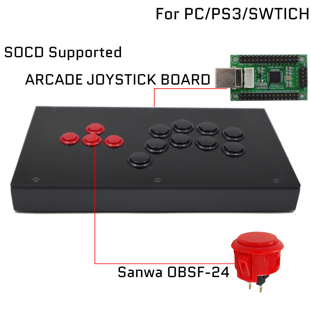 RAC-J802B All Button Leverless Arcade Game Controller for PC/PS/XBOX/SWITCH