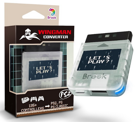 Brook Wingman PS2 Converter Wireless Version of PS4/3 to PS2/1, Retro Console Transparent White