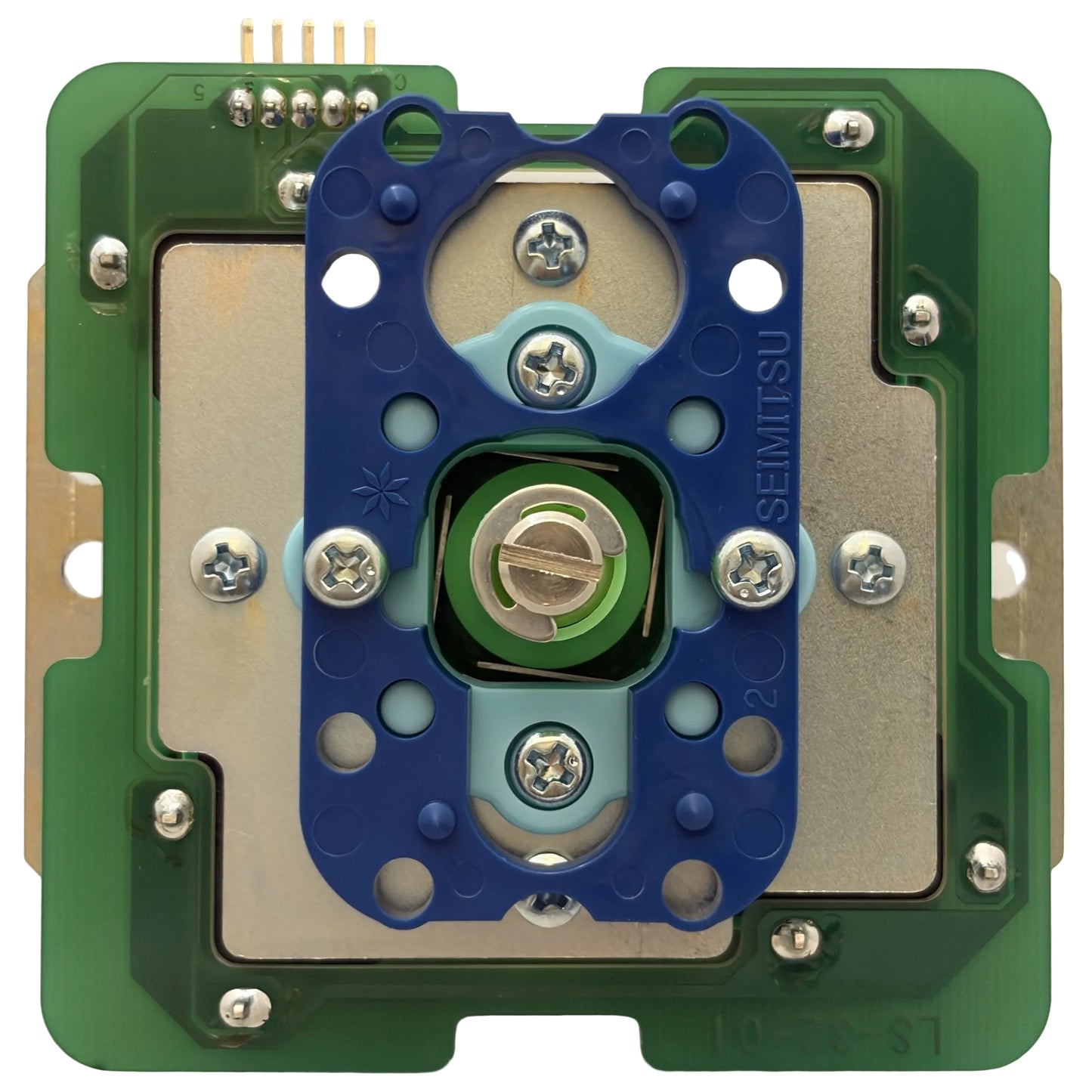 Seimitsu LS-32-01-SC joystick bottom view showing restrictor gate and actuator