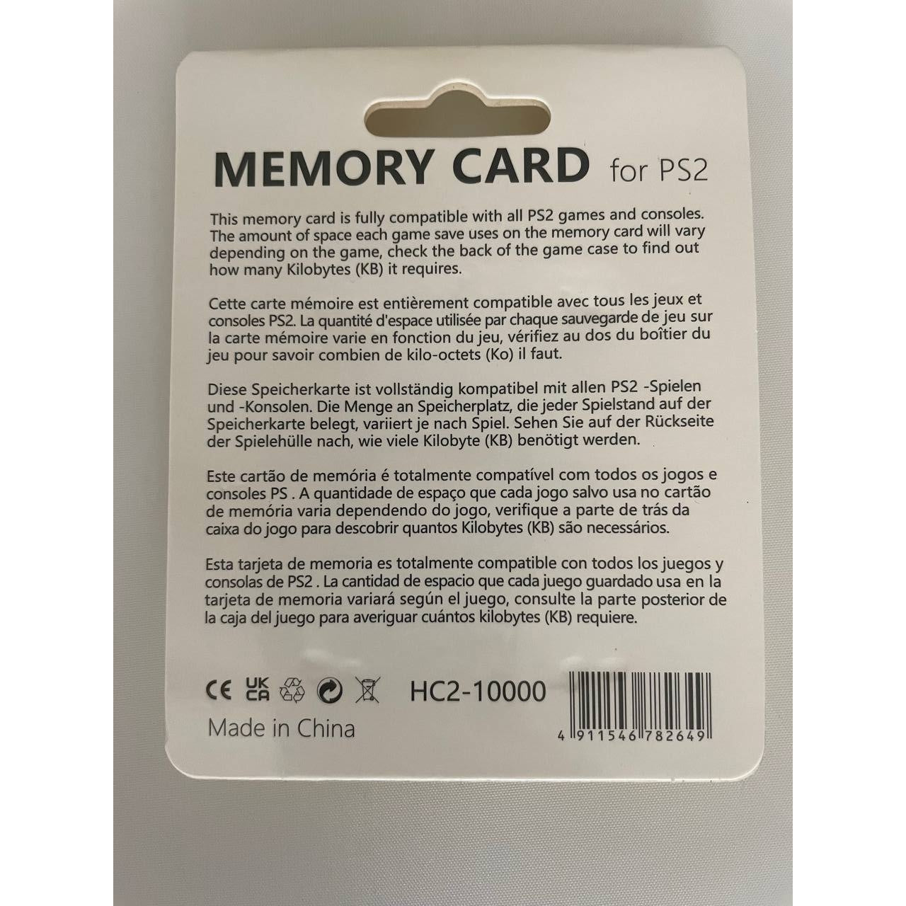 256 MB memory card for PS2 Playstation 2 back view