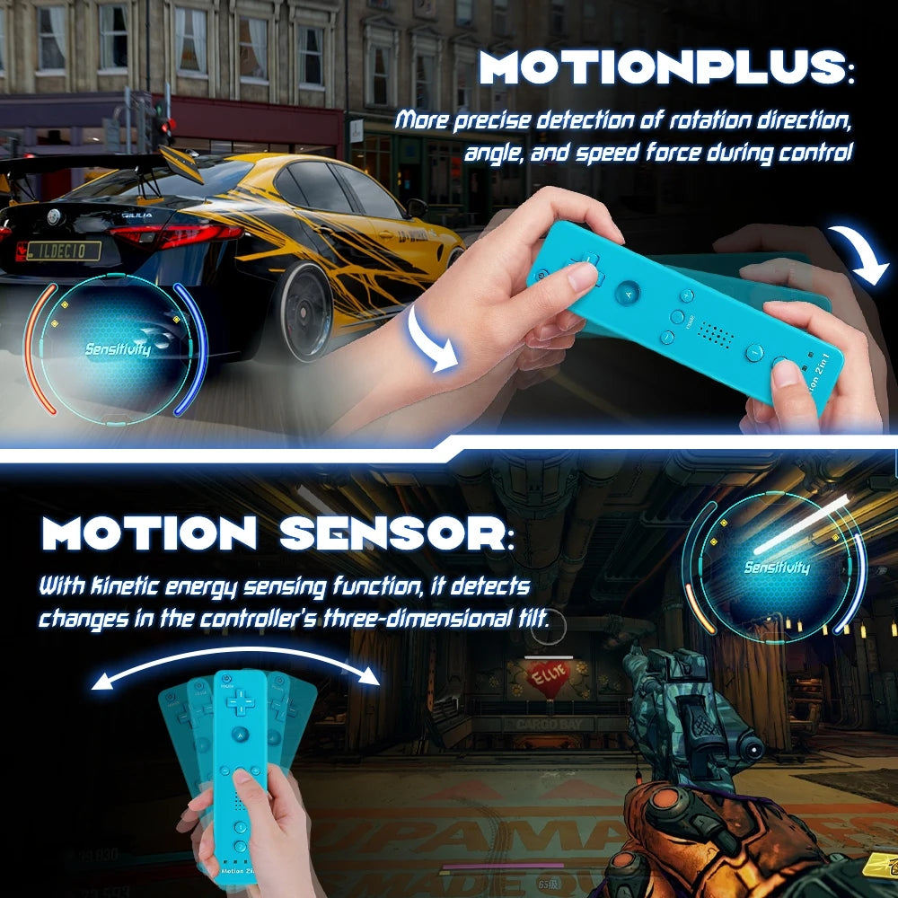 Wii Motion Plus Controller Set - 2in1 Wireless Remote & Silicone Case