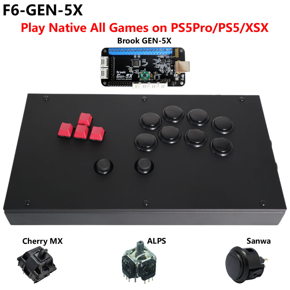 FightBox F6-GEN-5X Leverless Arcade Controller – Keyboard Button Layout, Analog Stick for PC, PS5, Xbox, Switch