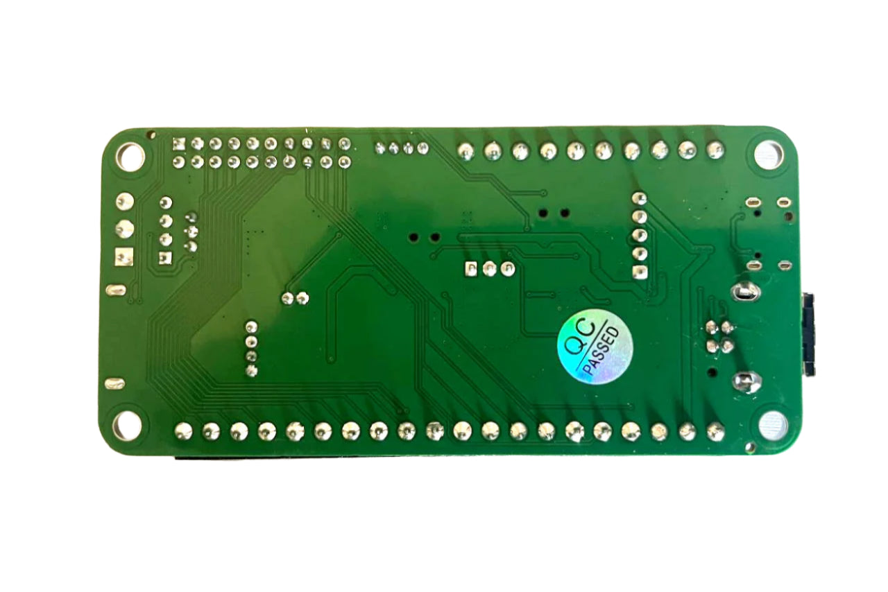 RP2040 Advanced Breakout Board v5.6E, top-down view showing back of the PCB.