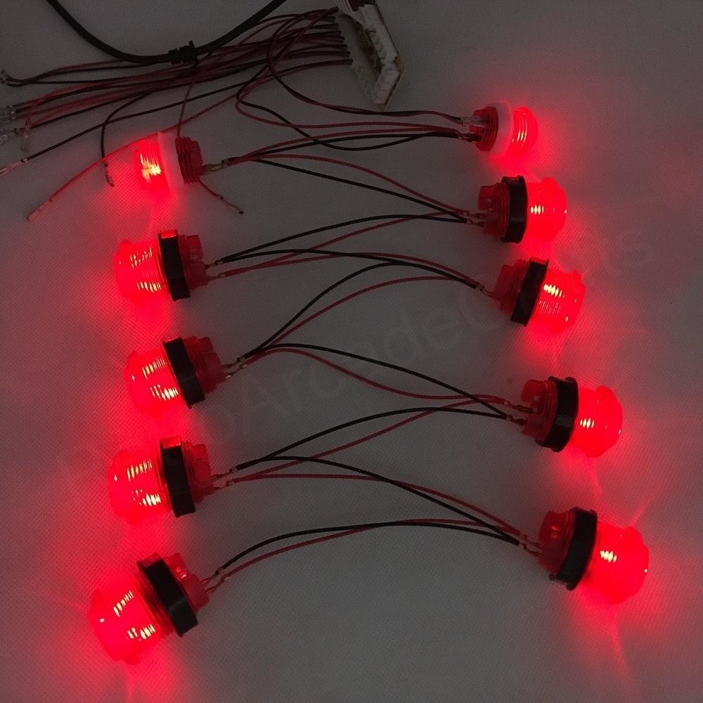illuminated LED buttons, red