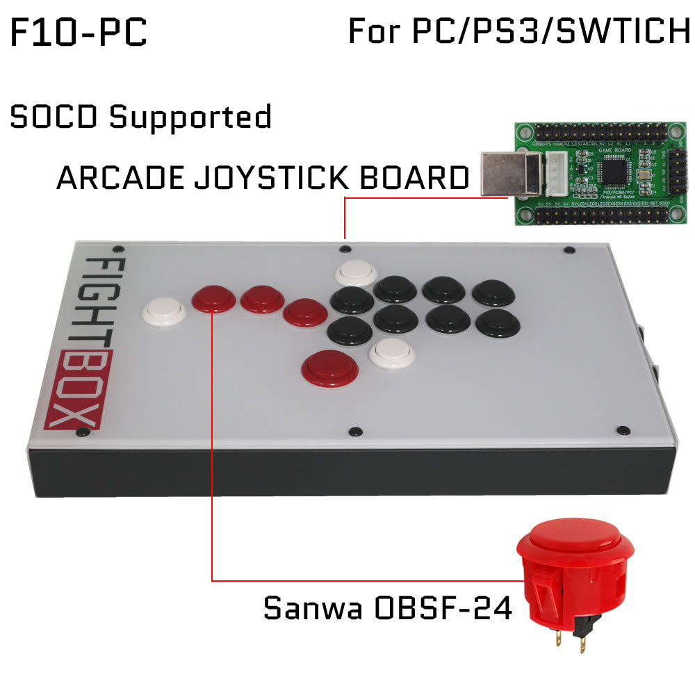 FightBox F10 All Button Leverless Arcade Game Controller for PC/PS/XBOX/SWITCH