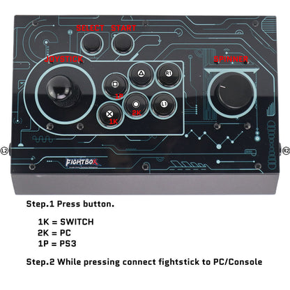 FightBox R9 Arcade Fight Stick With Spinner Retro Game Controller For PC/PS3/SWITCH