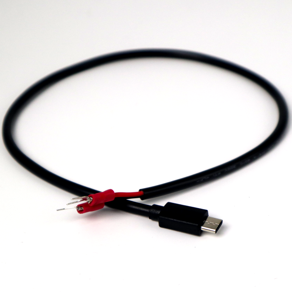 50cm USB Type-C Power Cable (5V 22AWG) to U-Terminal for DIY Power Box Interface