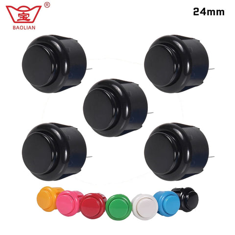 5X Baolian 24mm Round Locking Push Button have Sounds Arcade Game Accessory