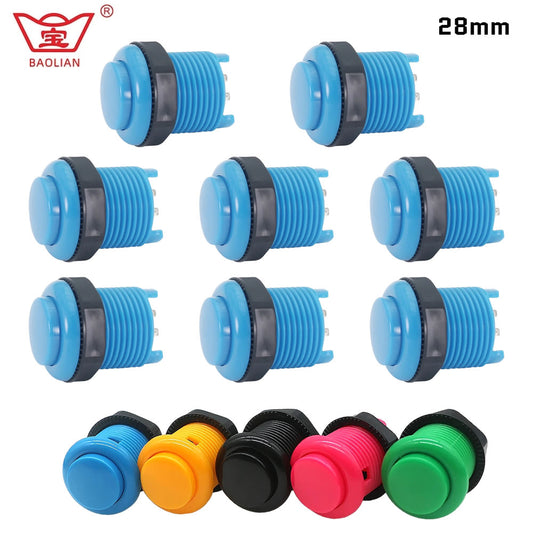 8X Baolian 28mm New Round Convexity Push Button (Plug-In Style) Game Machine Accessories Acrade Push Button