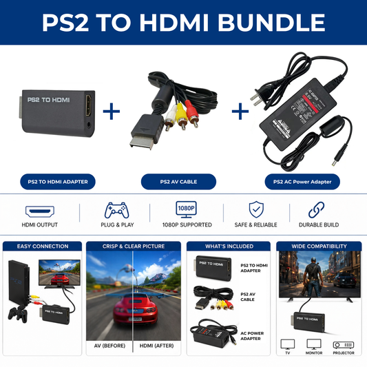 PS2 HDMI Upgrade Kit for Modern TVs – Plug & Play 1080p Solution