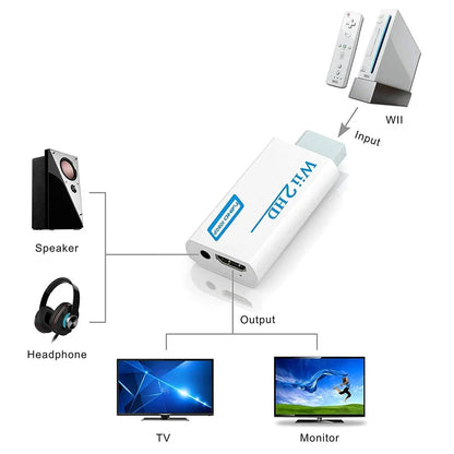 Wii to HDMI Converter 1080p Full HD Adapter + 3.5mm Audio Output
