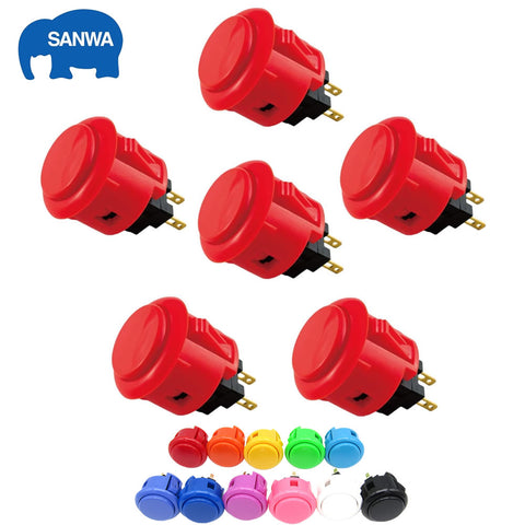 Sanwa Buttons Kit 6 PCS OBSF-24 Original Japanese Arcade Buttons Game Push Button For Arcade Game Cabinet Machine