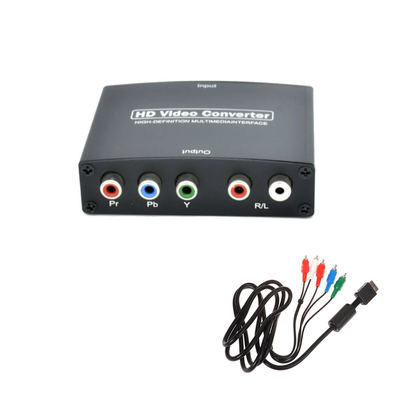 YPbPr Component + R/L Audio to HDMI Converter | 1080p Upscaler for Legacy Devices PS2 Xbox
