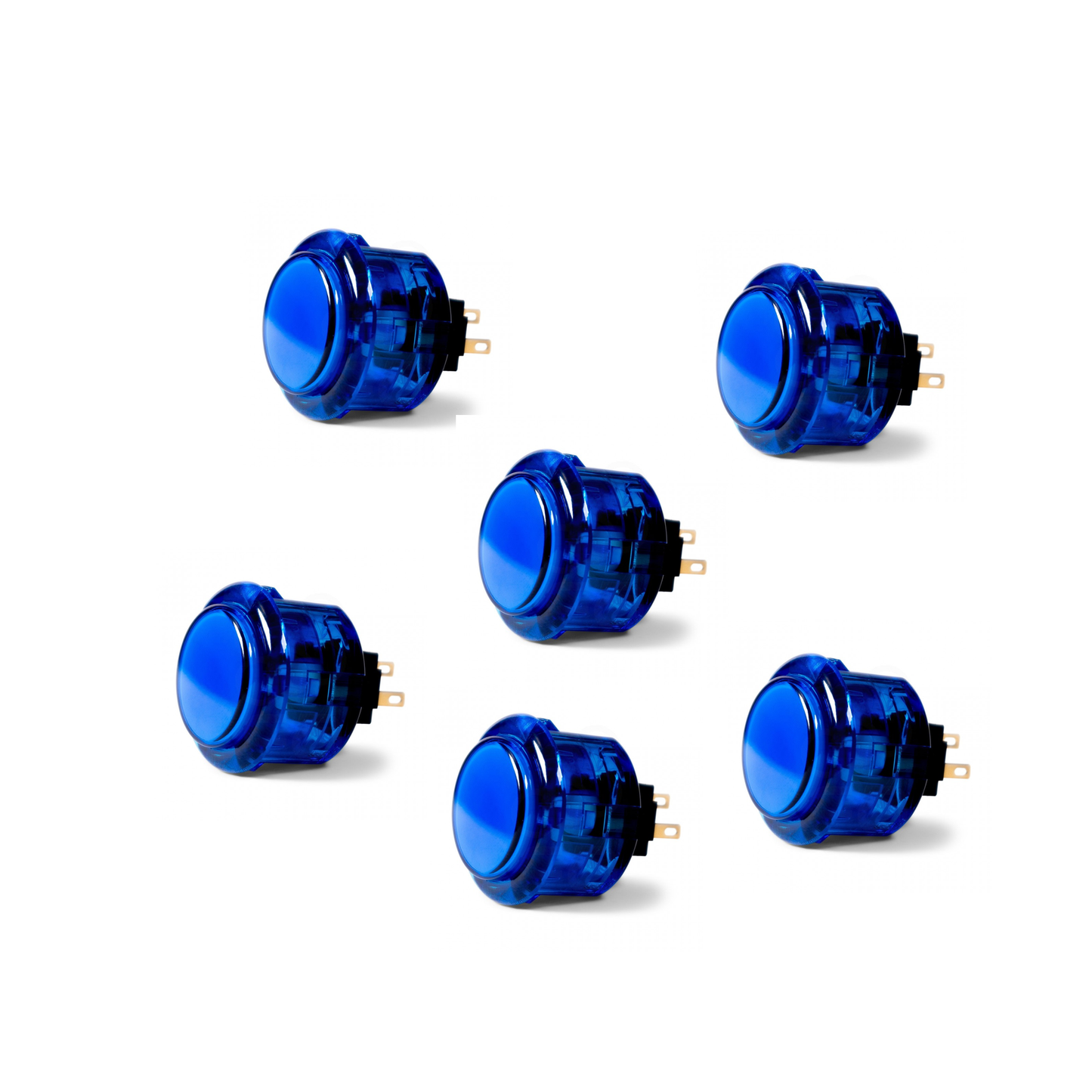 6-Pack Seimitsu PS-14-K 30mm Blue Transparent Arcade Button – Snap-In, High Sensitivity, Genuine Japanese Part for Fightsticks & Arcade Cabinets