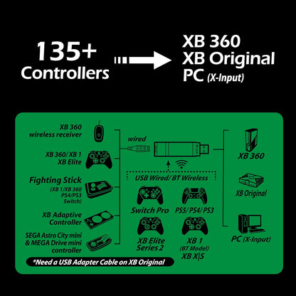 Brook Wingman XB2 Xbox Controller Adapter – Play Any Wired/Wireless Controller on Original Xbox & Xbox 360