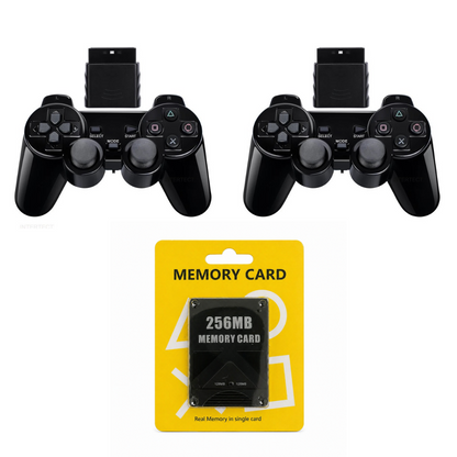 PS2 Wireless Controller 2-Pack + 256MB Memory Card Bundle