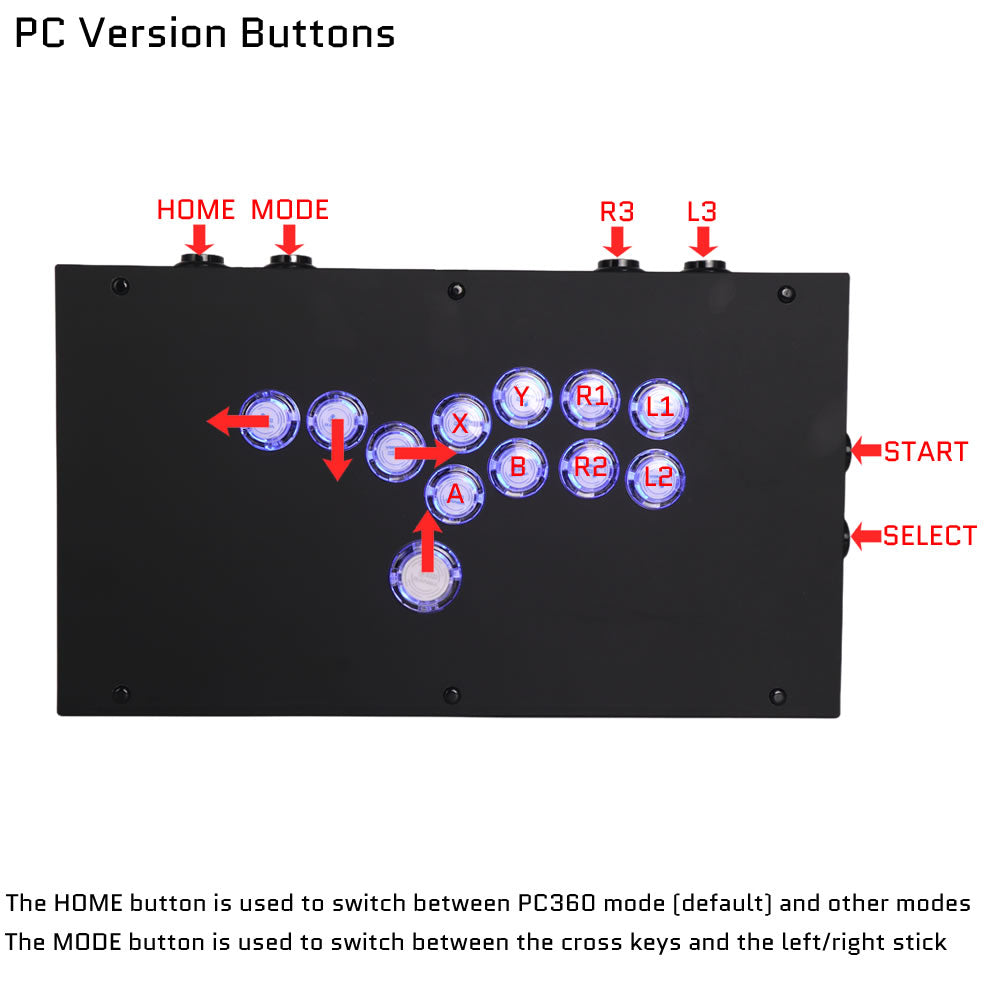 Fight Controller Buttons FightBox F1-LED All Button Leverless Arcade Game Controller for PC/PS ...