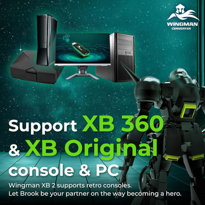 Brook Wingman XB2 Xbox Controller Adapter – Play Any Wired/Wireless Controller on Original Xbox & Xbox 360